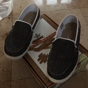 Globe Castro Slip ons Black Denim White Brand NWT